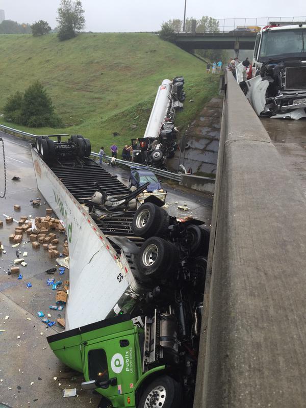 Two Big Rigs Collide North of Atlanta Georgia